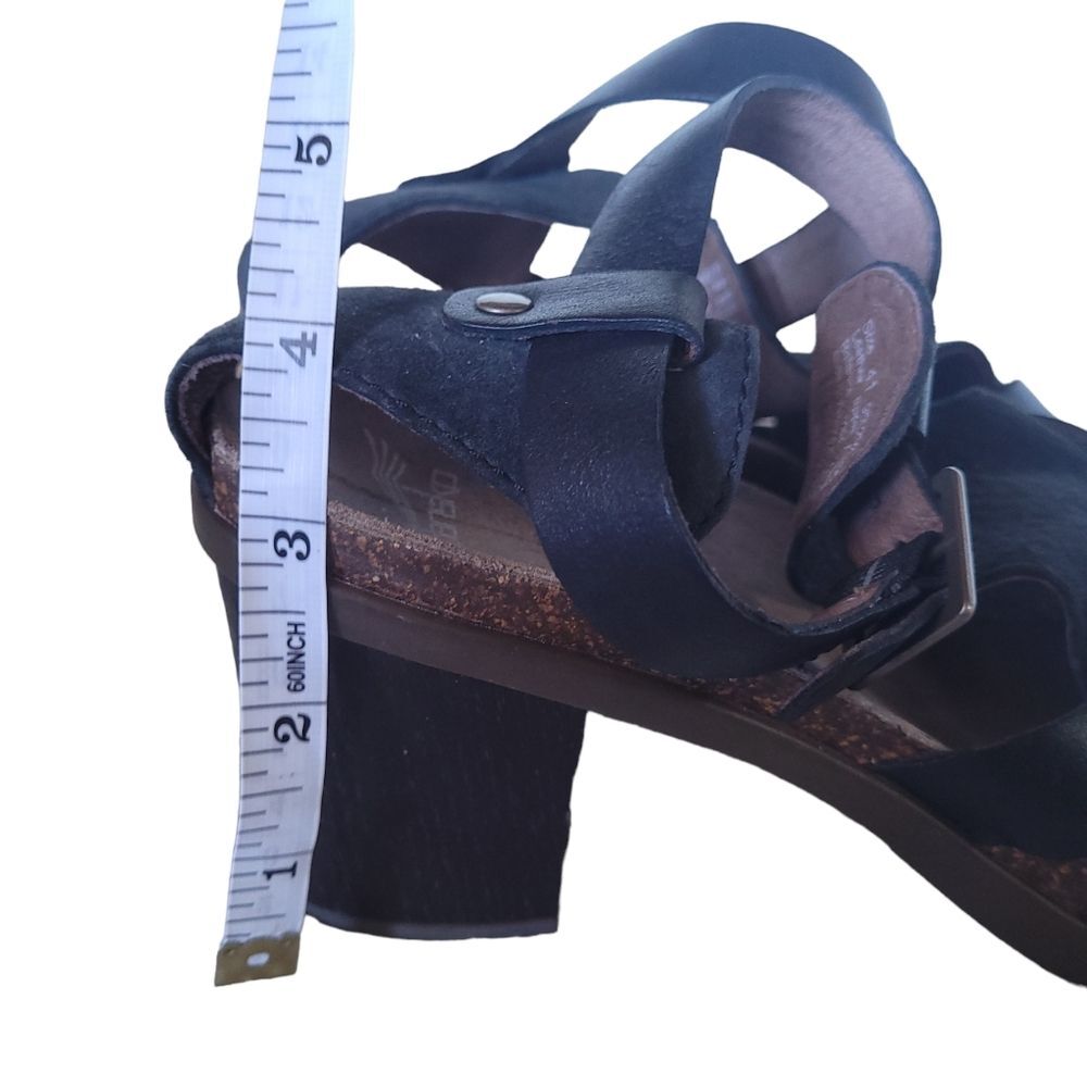 Dansko Dominique Block Heel Sandals Black Leather Size 41 /11US - Picture 10 of 11